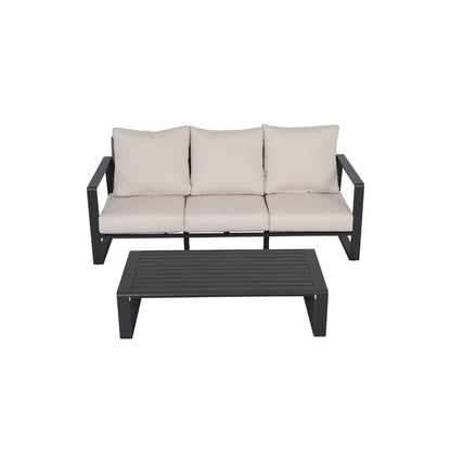 Aluminum Sofa and Rectangular Coffee Table Set