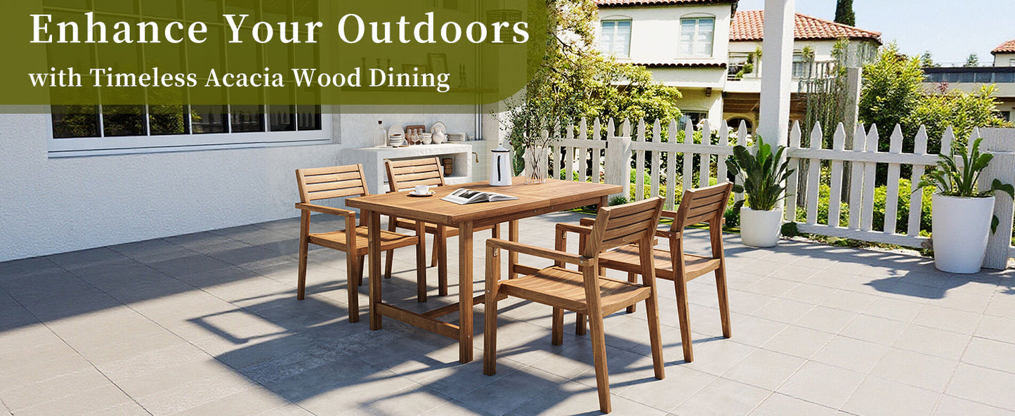 Outdoor Acacia Wood Dining Set and Chairs