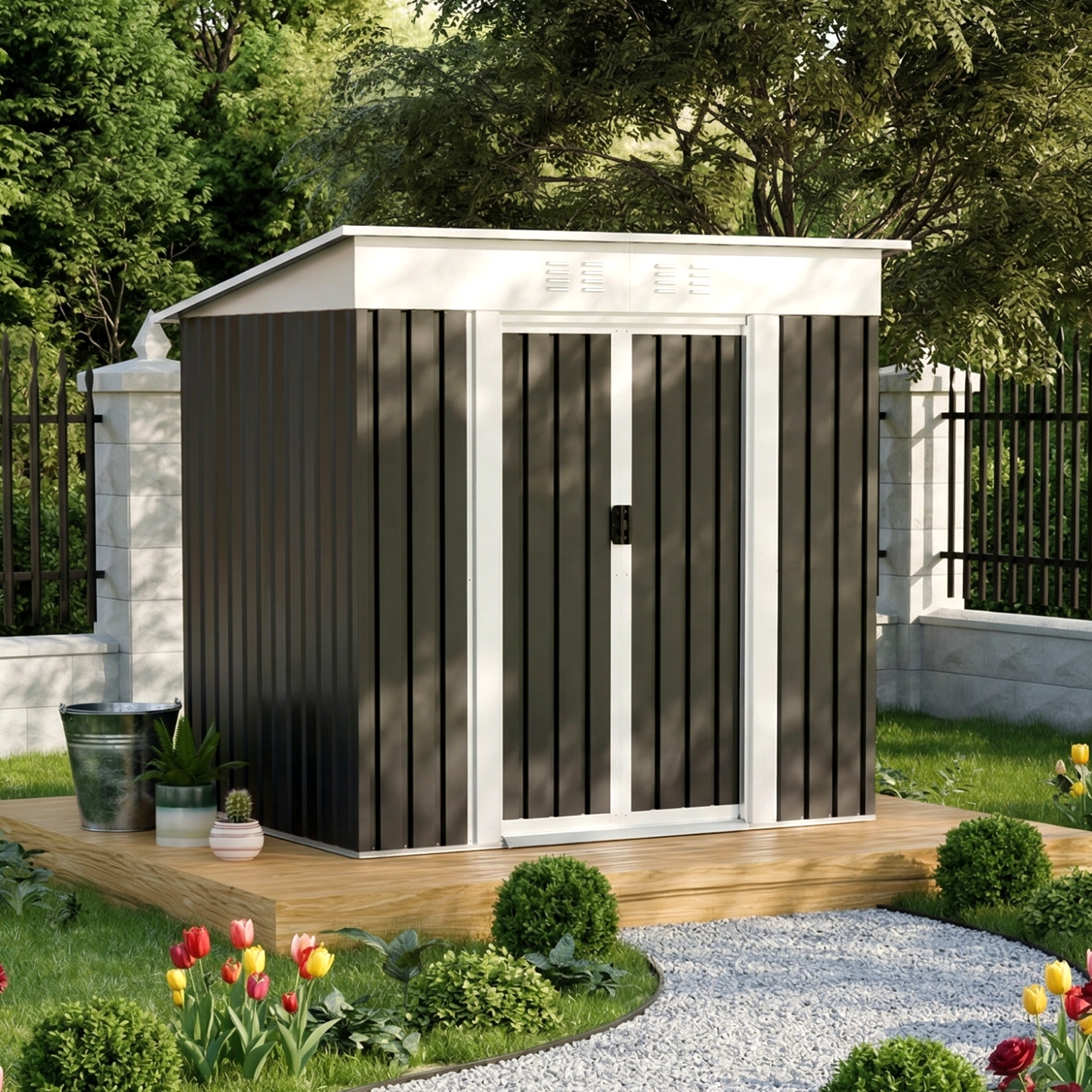 Steel Garden Shed for Patio and Outdoor Storage
