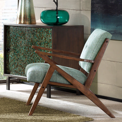 Lounge chairs with tufted teal upholstery and solid wood frames, set of 2 on Tampa Home & Garden Store