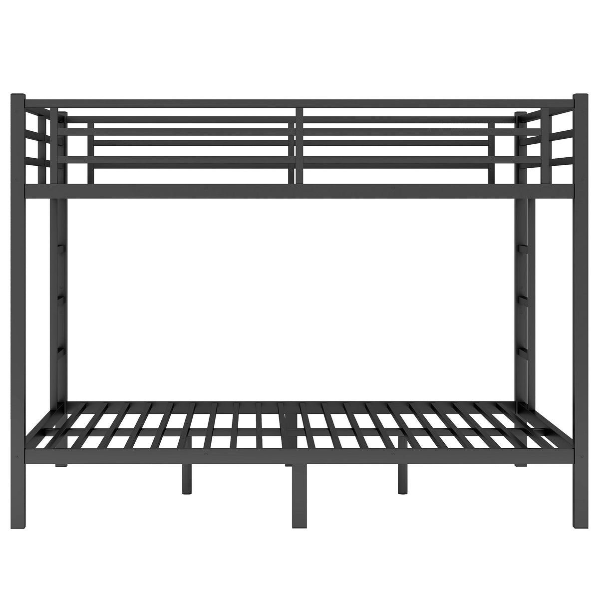 Metal Queen Over Queen bunk bed frame in dark gray with guard rails and ladder by HouseOfZazla on Tampa Home & Garden Store