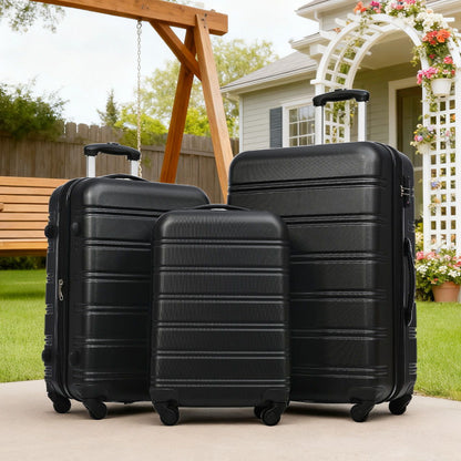 3-piece HouseOfZazla black hardside spinner luggage set with TSA locks (20/24/28in) on Tampa Home & Garden Store