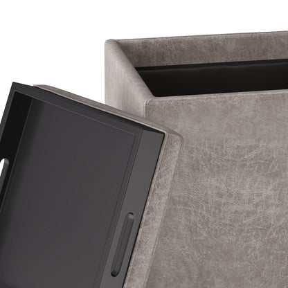 Rockwood Upholstered Cube Ottoman with Tray