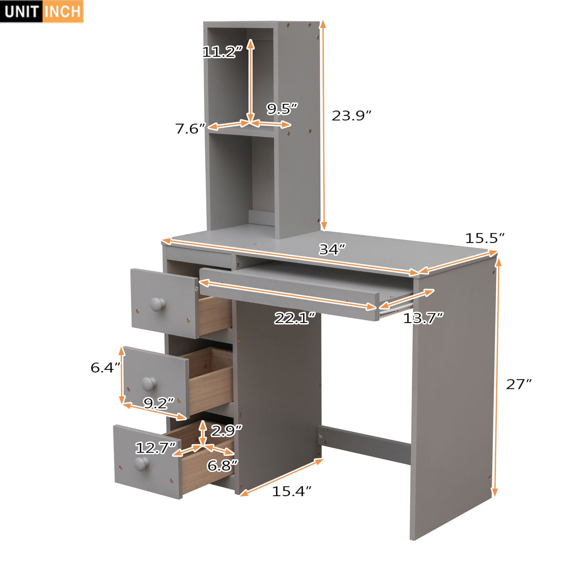 Loft bed with stand-alone bed, desk, storage staircase, shelves and drawers in gray on Tampa Home & Garden Store