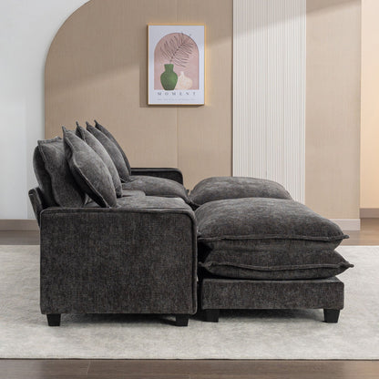 Modern sectional sofa with removable ottomans in charcoal gray fabric, 3-piece set on Tampa Home & Garden Store