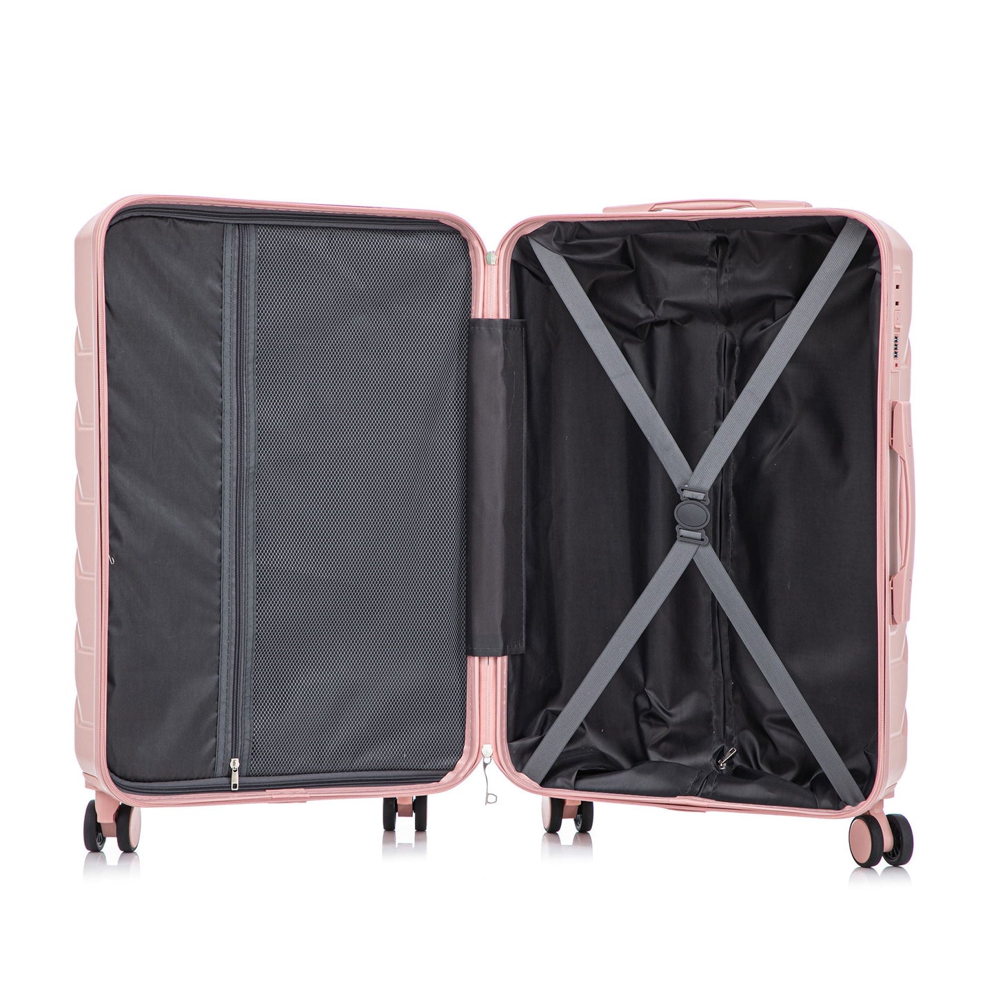 3-Piece spinner luggage set pink with cross straps interior mesh pocket HouseOfZazla on Tampa Home & Garden Store