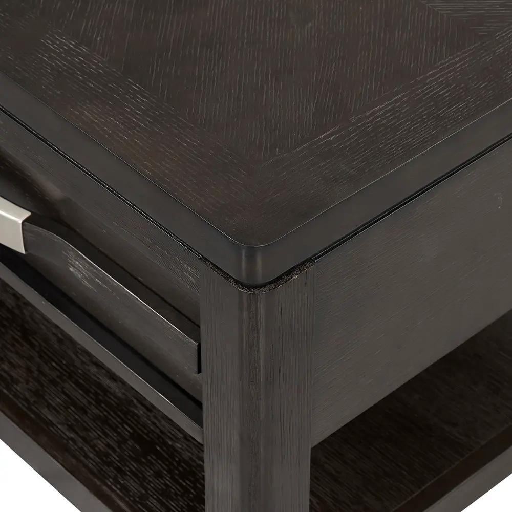 Elegant Wood End Table with Drawer and Shelf