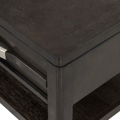 Elegant Wood End Table with Drawer and Shelf