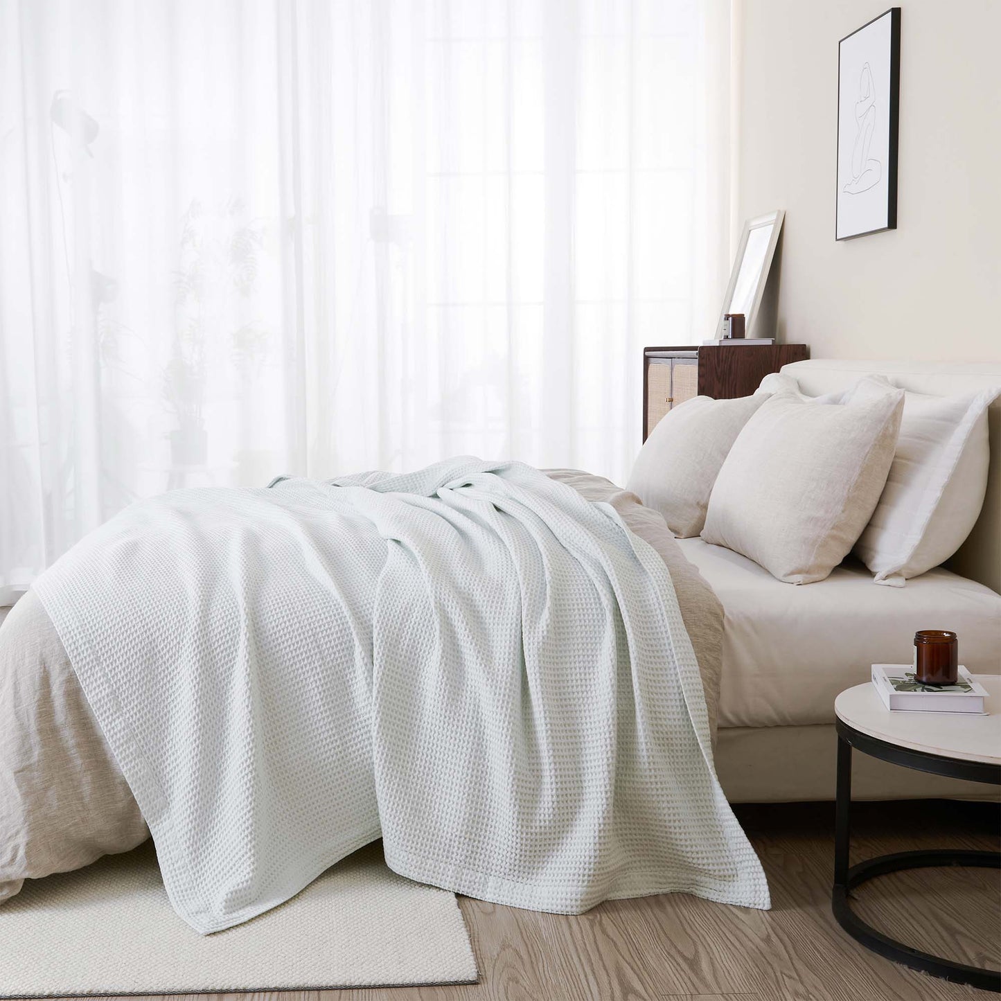Organic Cotton And Waffle Weave Throw Blanket