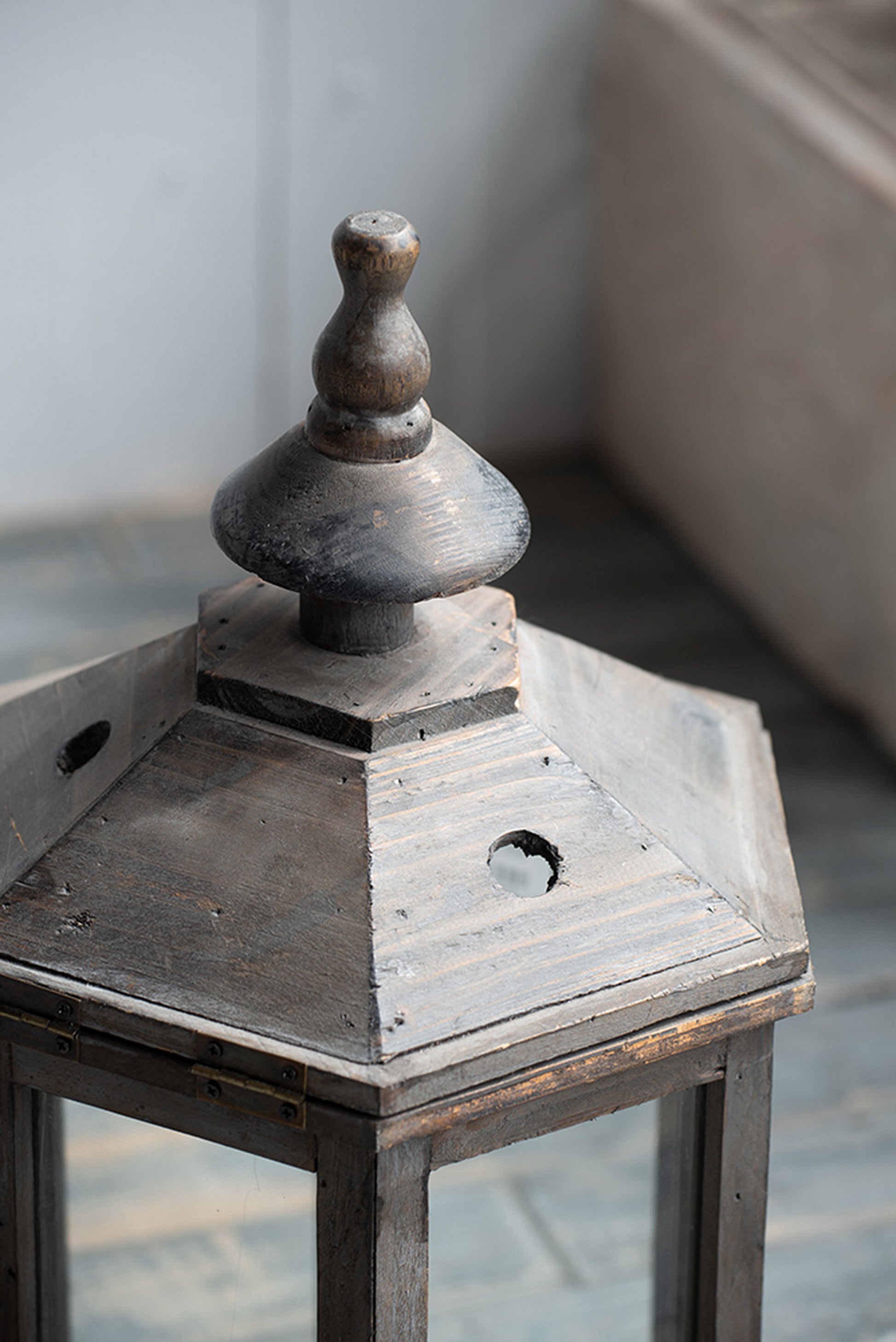 S/2 Graca polygon temple garden lanterns weathered gray finish by HouseOfZazla on Tampa Home & Garden Store