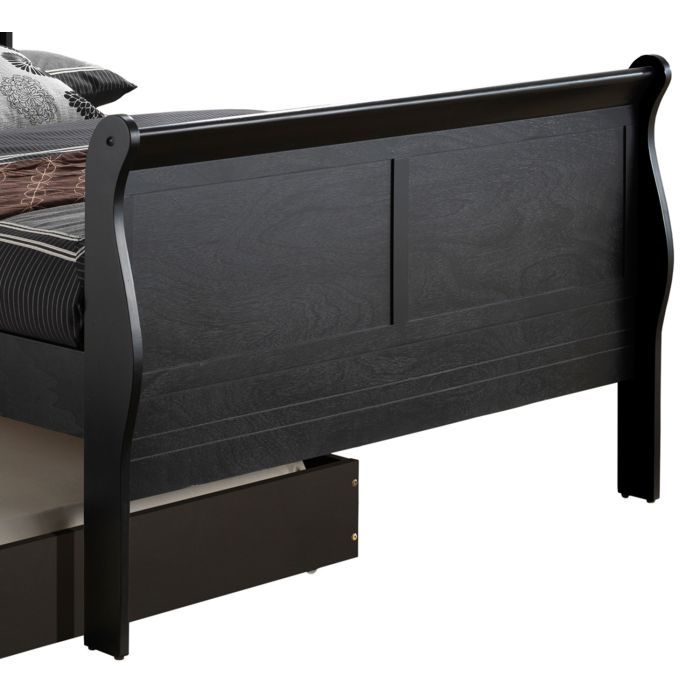 Elegant Trundle Bed by HouseOfZazla in dark espresso with curved posts and trundle drawer on Tampa Home & Garden Store