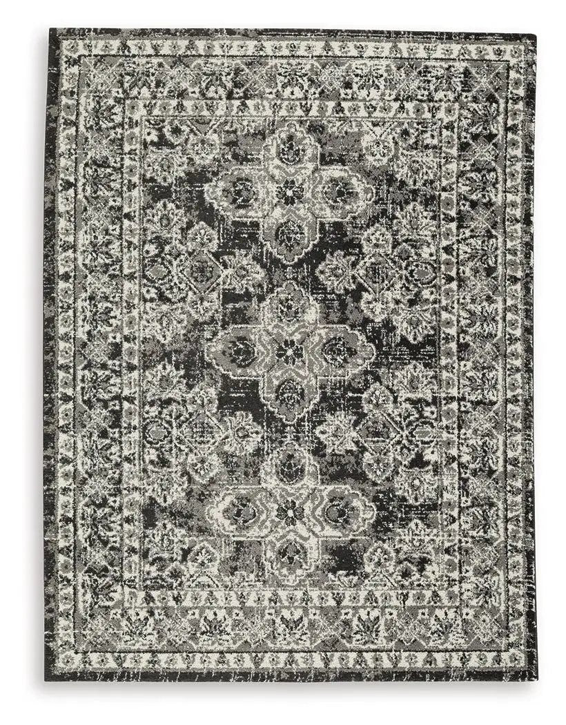 Glennisman Rug, grayscale distressed Persian-inspired area rug by Unique Piece Furniture on Tampa Home & Garden Store