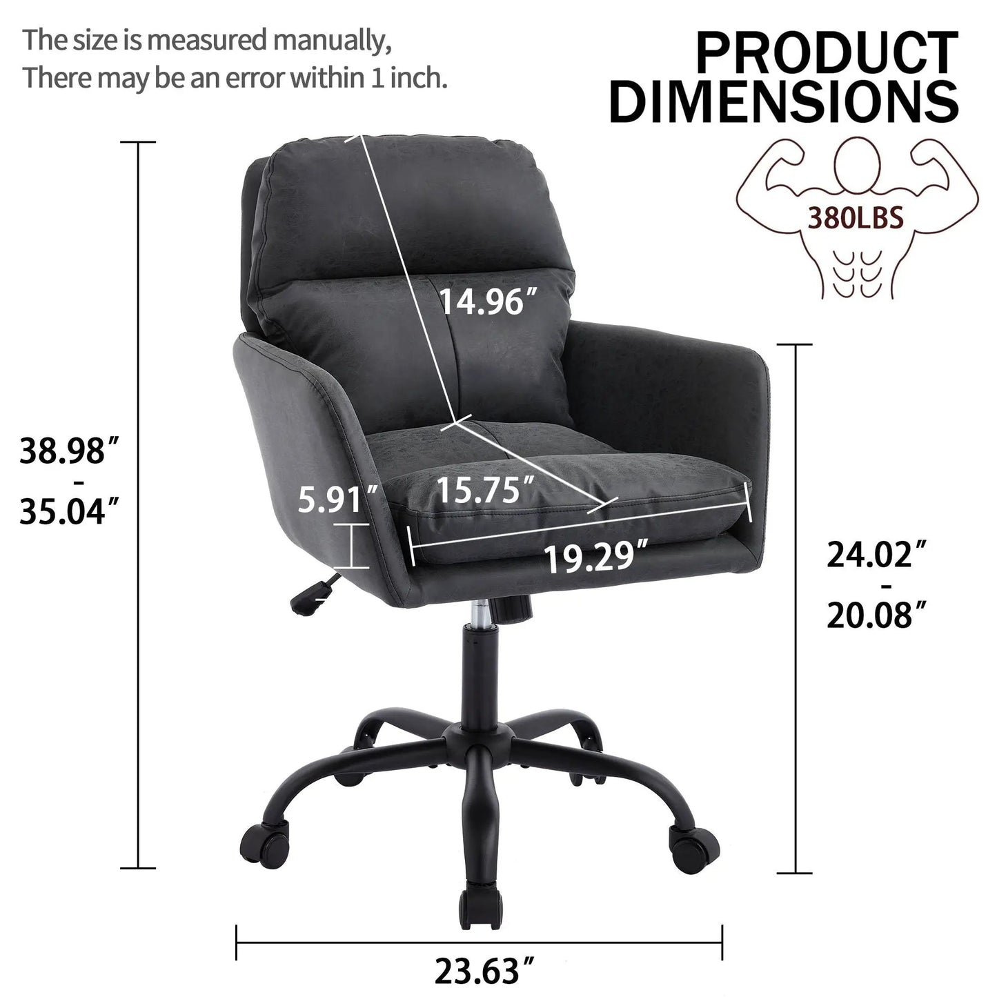 Office chair with adjustable height, ergonomic swivel chair in black by Unique Piece Furniture on Tampa Home & Garden Store