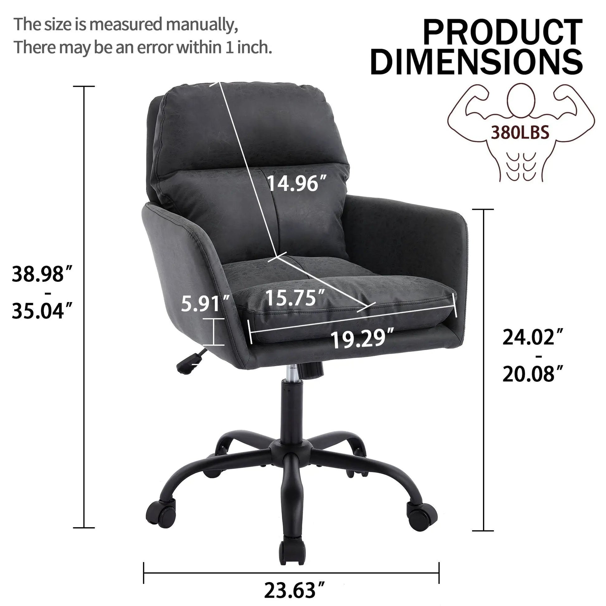 Office chair with adjustable height, ergonomic swivel chair in black by Unique Piece Furniture on Tampa Home & Garden Store