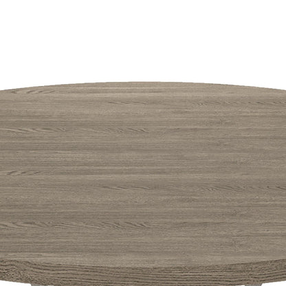 Round 5 Piece Dining Table Set with Pedestal Base in gray wood grain finish by HouseOfZazla on Tampa Home & Garden Store