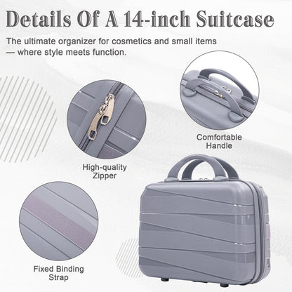 HouseOfZazla 4-Piece PP Spinner Luggage Set with Cosmetic Case in light gray on Tampa Home & Garden Store