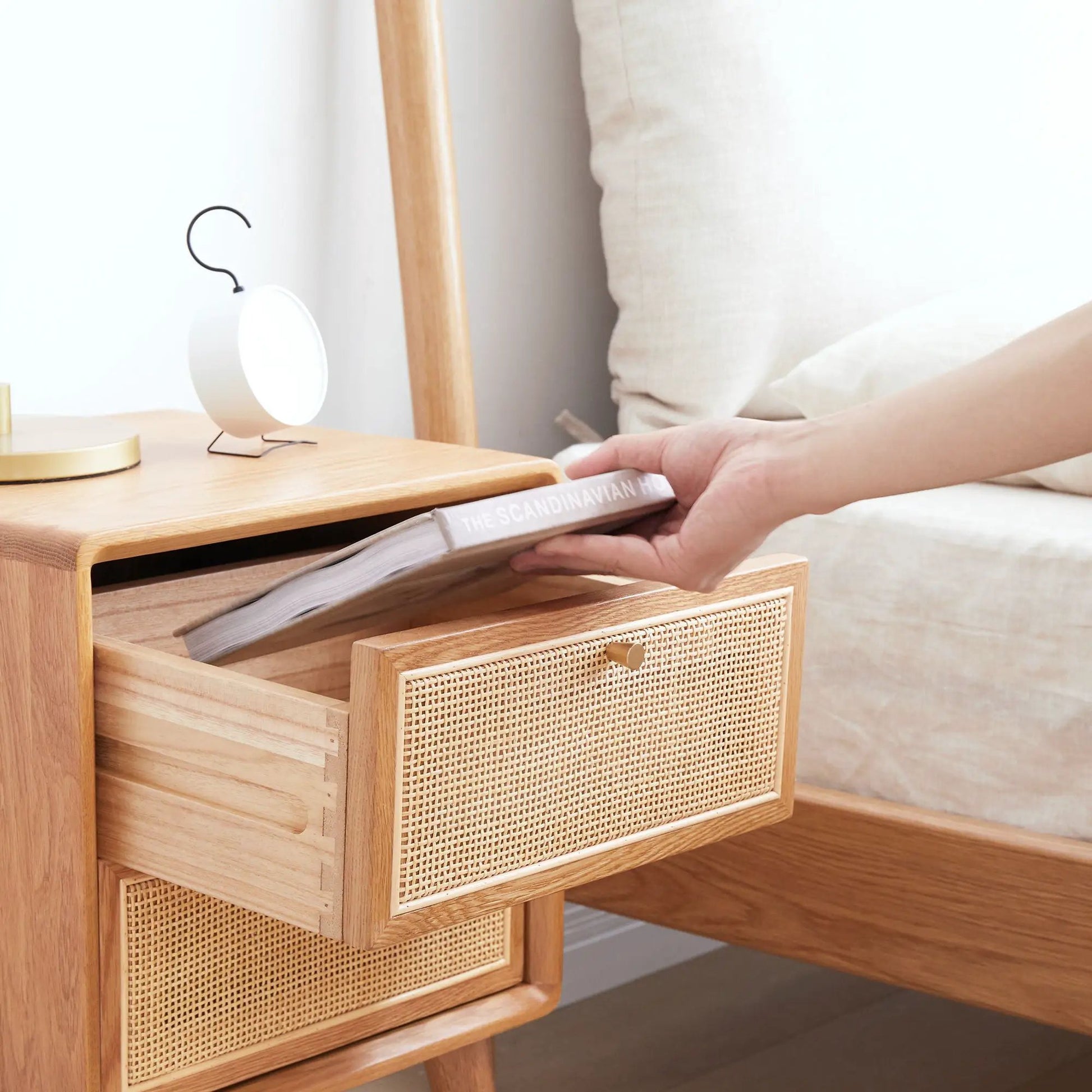 Bedside cabinet accent nightstand in natural European Beech with woven fronts Unique Piece Furniture on Tampa Home & Garden Store