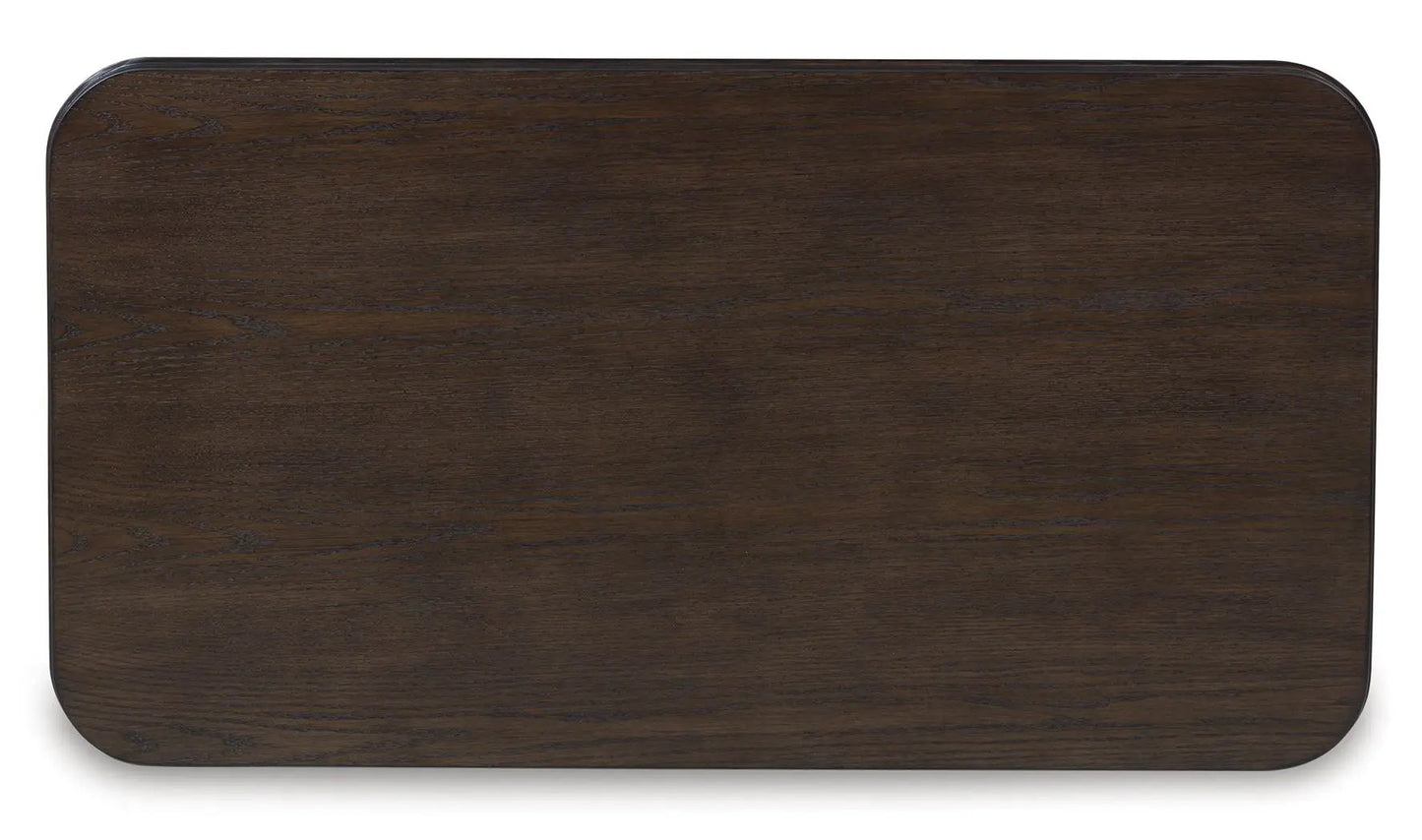 Carlibrie rectangular end table in dark walnut with rounded corners, Unique Piece Furniture on Tampa Home & Garden Store