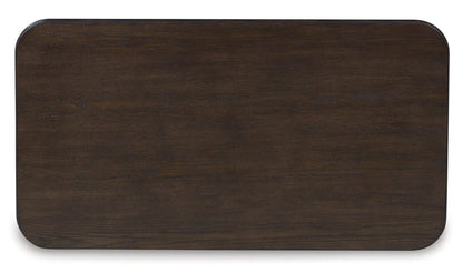Carlibrie rectangular end table in dark walnut with rounded corners, Unique Piece Furniture on Tampa Home & Garden Store