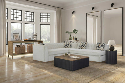 Off White Channel Sofa With Dacron Cushions