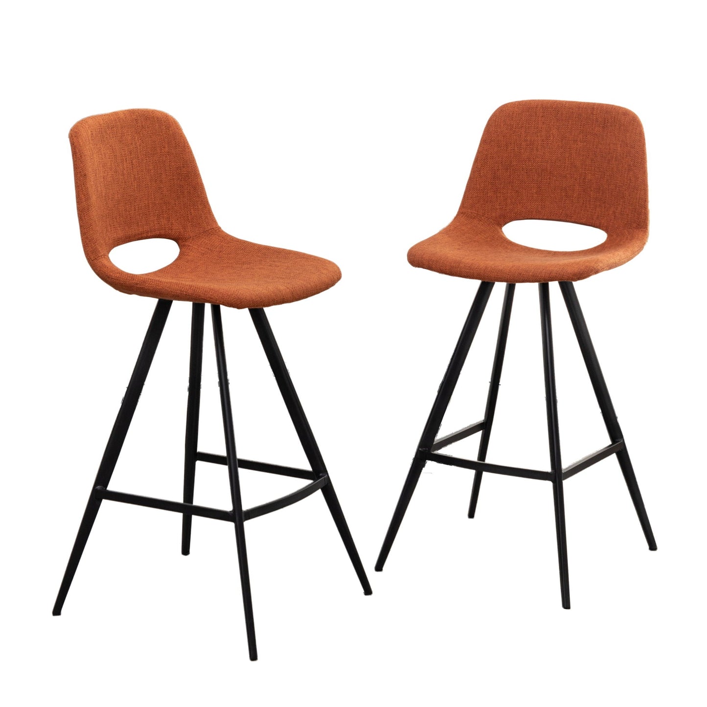 the Orange Fabric Kitchen Counter Height Stools