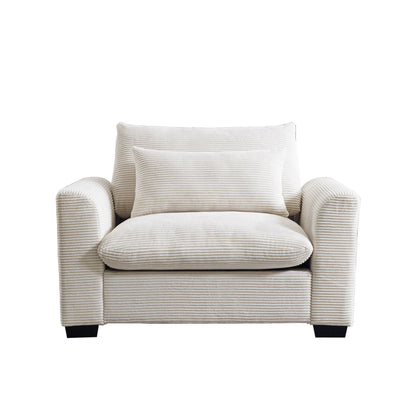 Beige Corduroy Deep Seat and Accent Chair