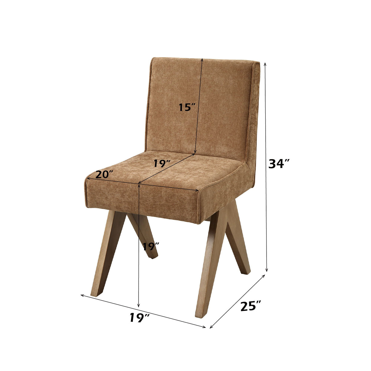 Zoey Side Chair set of 2 with padded chenille cushion in chocolate by HouseOfZazla on Tampa Home & Garden Store