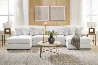 Misty-Lakes Stationary Sectional in light gray fabric by Unique Piece Furniture with pillows on Tampa Home & Garden Store