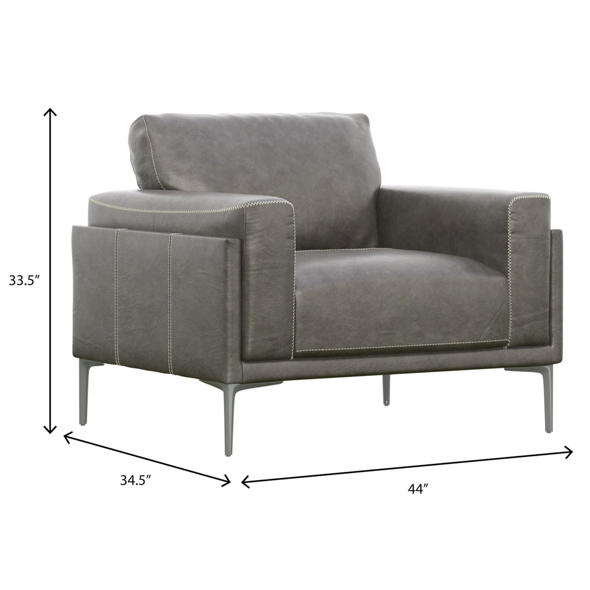 Transitional Fabric Arm Chair dark gray by HouseOfZazla with metal legs and contrast stitching on Tampa Home & Garden Store