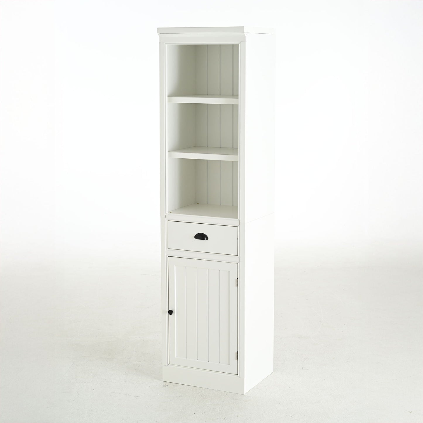Retro White Tall Display Shelf and Cabinet