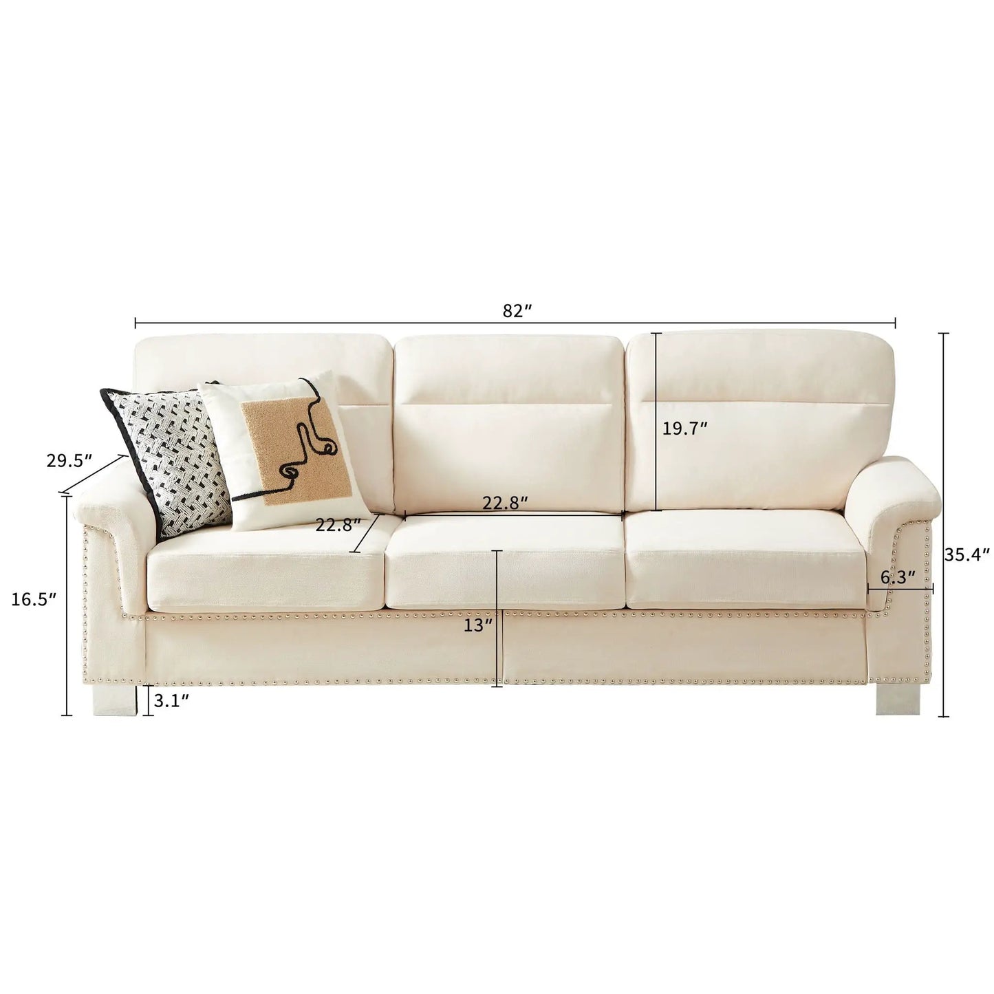 Three Seater Elegant Stationary Sofa for Living