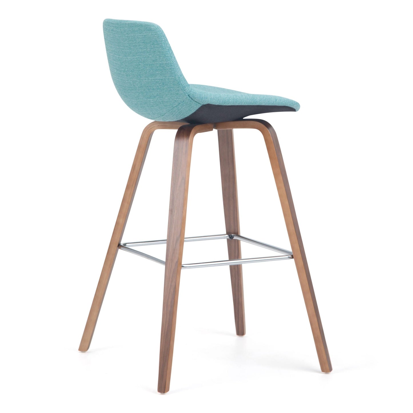 Randolph Bentwood counter stool set of 2 teal fabric with wood legs chrome footrest on Tampa Home & Garden Store