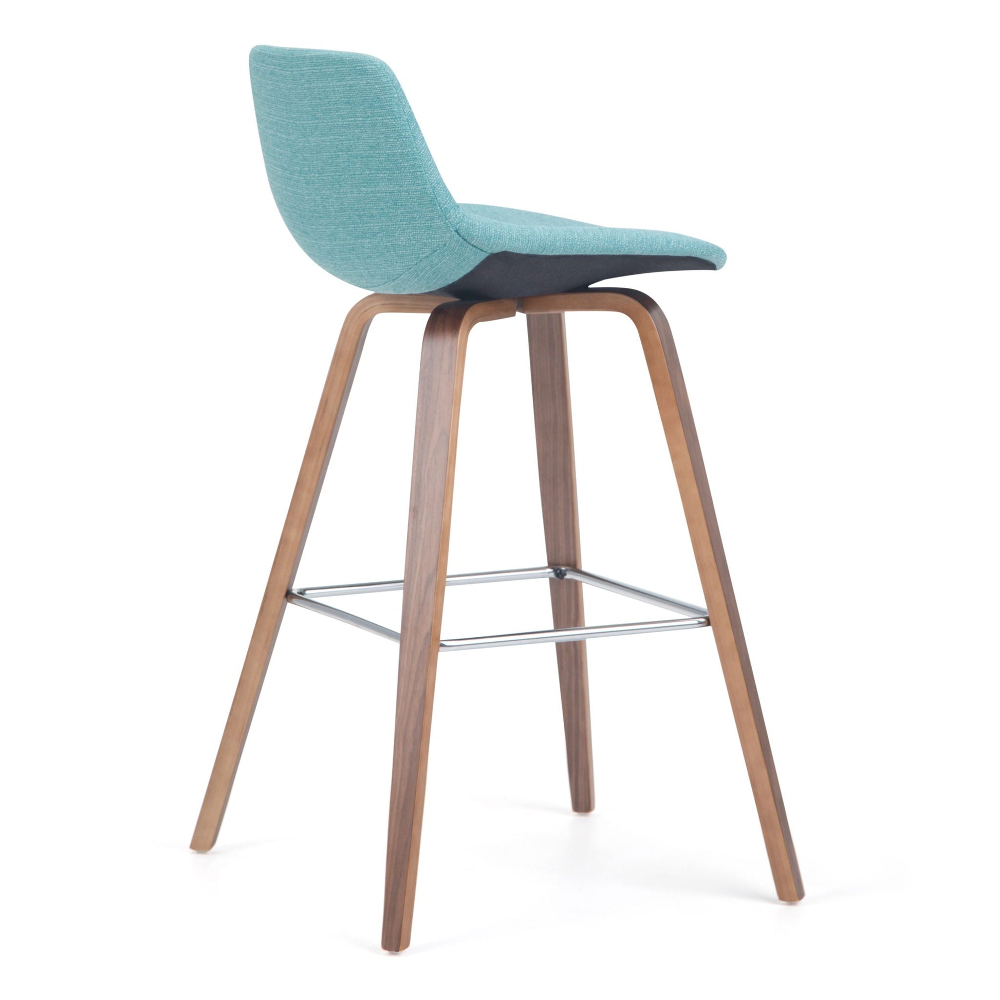 Randolph Bentwood counter stool set of 2 teal fabric with wood legs chrome footrest on Tampa Home & Garden Store