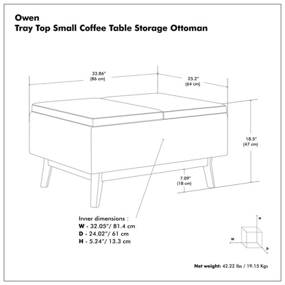 Owen Tray Top Small Coffee Table Storage Ottoman