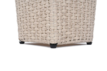 Set of Two Outdoor Beige PE Rattan Planters