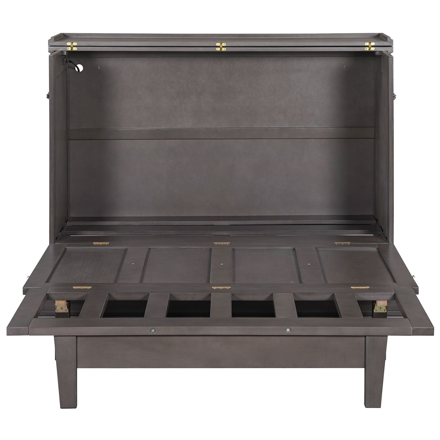 HouseOfZazla pine Murphy bed cabinet with charging station and storage drawer in dark finish on Tampa Home & Garden Store