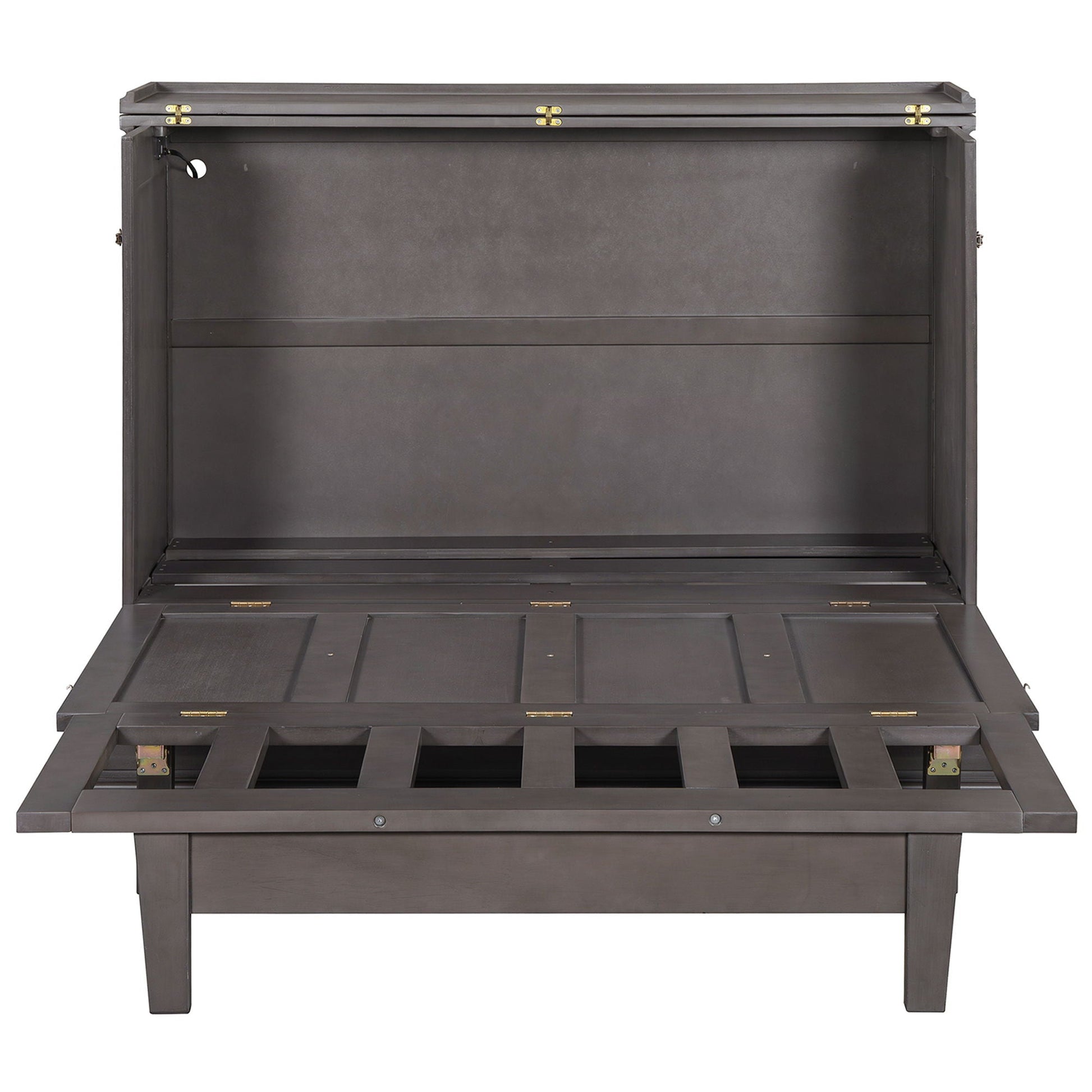 HouseOfZazla pine Murphy bed cabinet with charging station and storage drawer in dark finish on Tampa Home & Garden Store