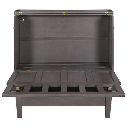 HouseOfZazla pine Murphy bed cabinet with charging station and storage drawer in dark finish on Tampa Home & Garden Store