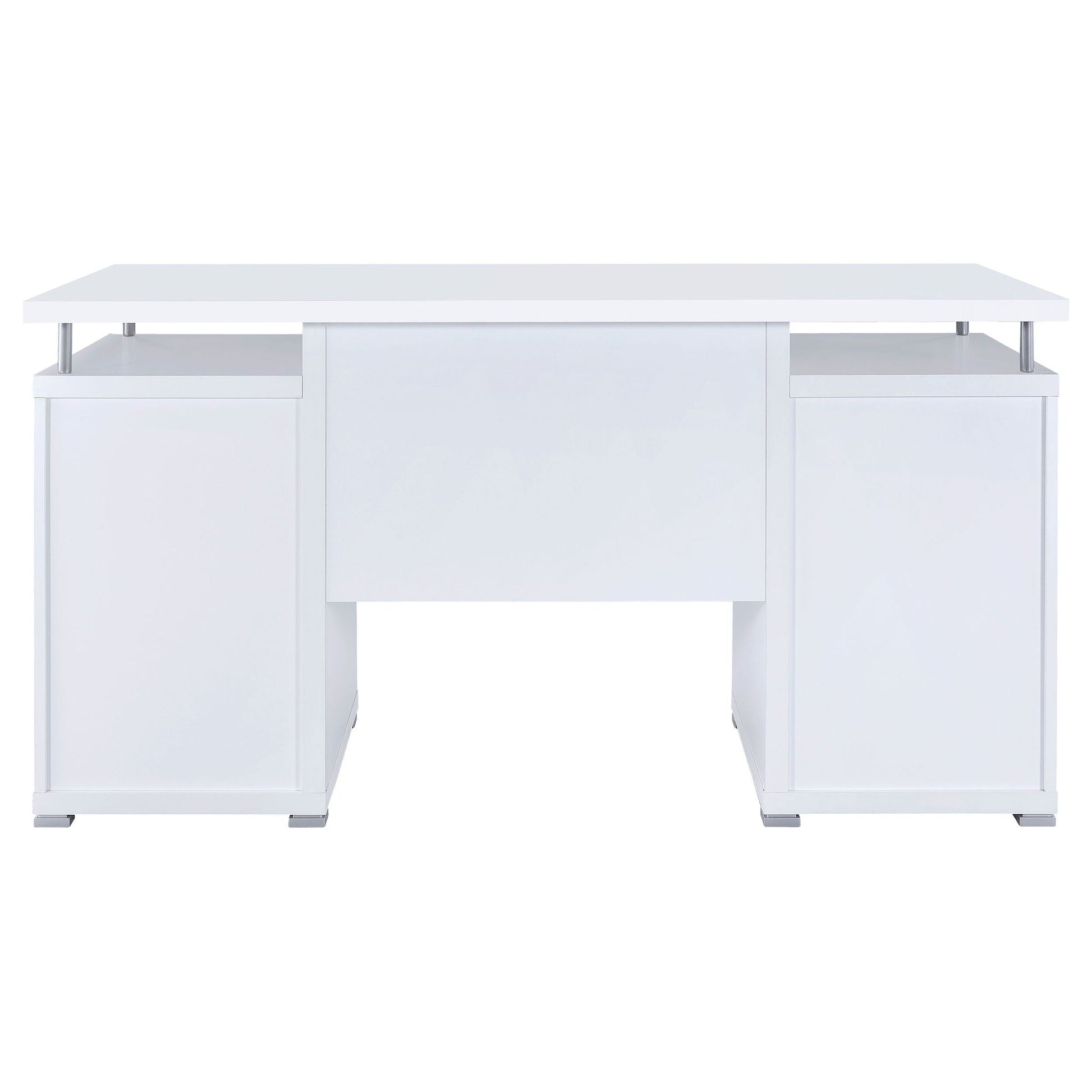 Rochelle 2-Drawer Office Desk by HouseOfZazla, white glossy writing desk with metal legs on Tampa Home & Garden Store