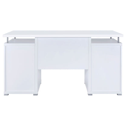 Rochelle 2-Drawer Office Desk by HouseOfZazla, white glossy writing desk with metal legs on Tampa Home & Garden Store