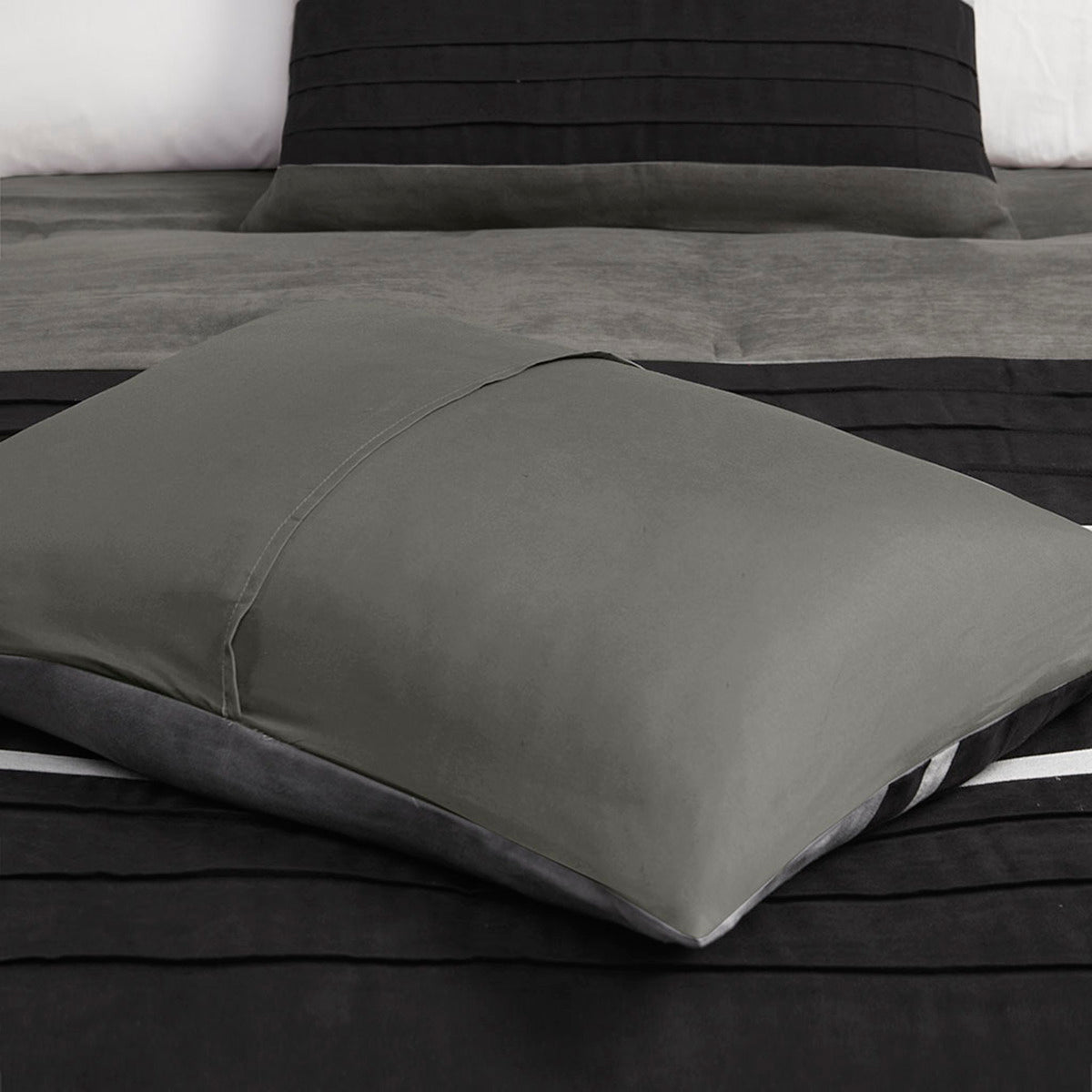 Black Faux Suede Comforter Set and Shams King