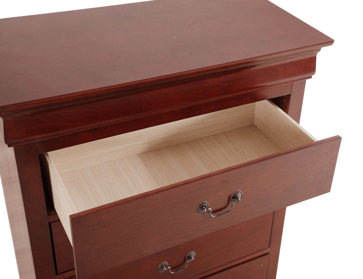 Traditional storage chest with carved bases and dovetailed drawers in red HouseOfZazla on Tampa Home & Garden Store