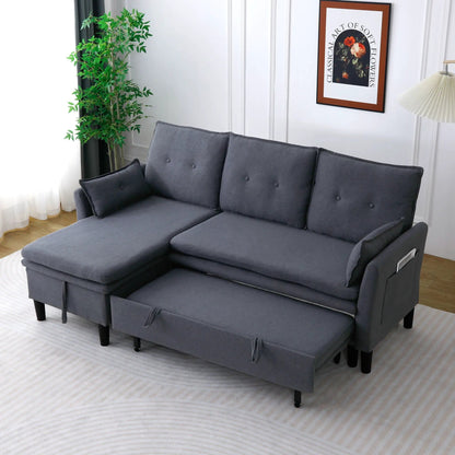 L-shaped reversible chaise sleeper sectional sofa with storage in gray fabric by Unique Piece Furniture on Tampa Home & Garden Store