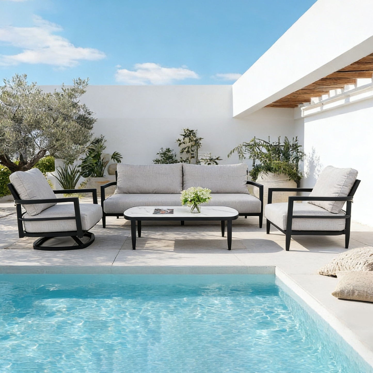 Outdoor Conversation Set with Sunbrella Cushions