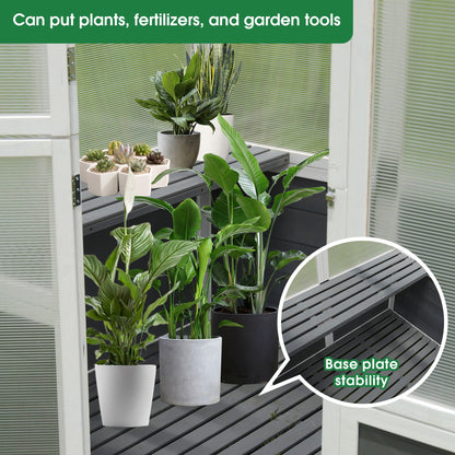 White Wooden And Polycarbonate Walk In Greenhouse