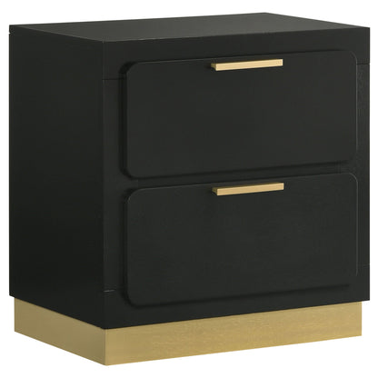 Sophia 4 Piece Bedroom Set nightstand black with gold bar handle 2-drawer by HouseOfZazla on Tampa Home & Garden Store