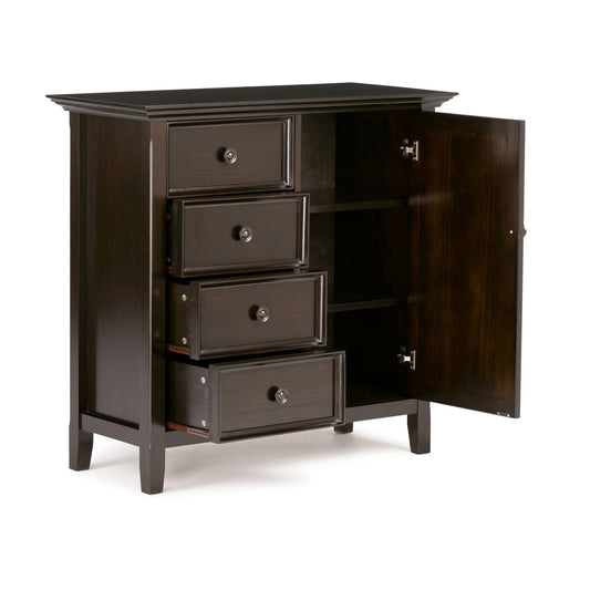 Amherst cabinet in dark espresso by HouseOfZazla with crown molding top and five-drawer left on Tampa Home & Garden Store