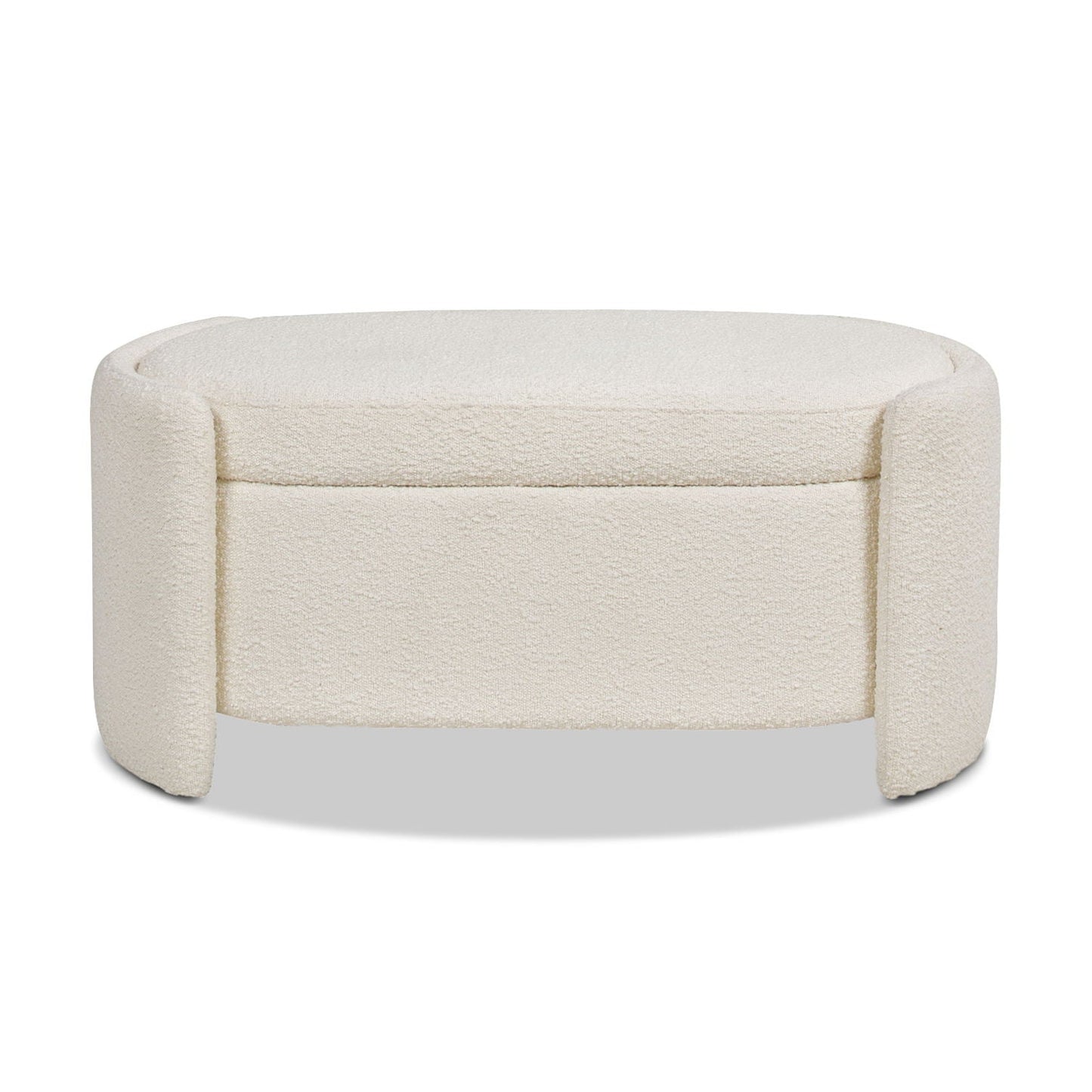 Fuji oval storage bench ivory white boucle upholstery by HouseOfZazla on Tampa Home & Garden Store
