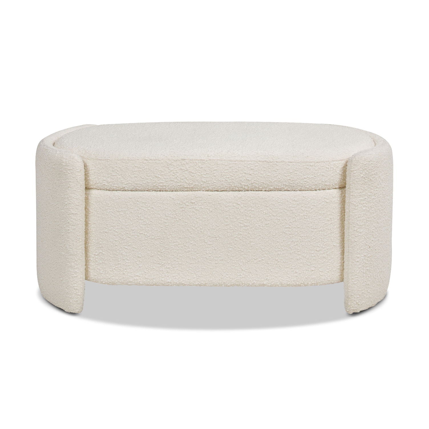 Fuji oval storage bench ivory white boucle upholstery by HouseOfZazla on Tampa Home & Garden Store
