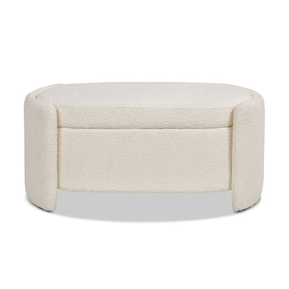 Fuji oval storage bench ivory white boucle upholstery by HouseOfZazla on Tampa Home & Garden Store